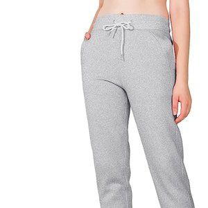 MCEDAR Women's Grey High Waisted Fleece Lined Jogger Sweatpants Large